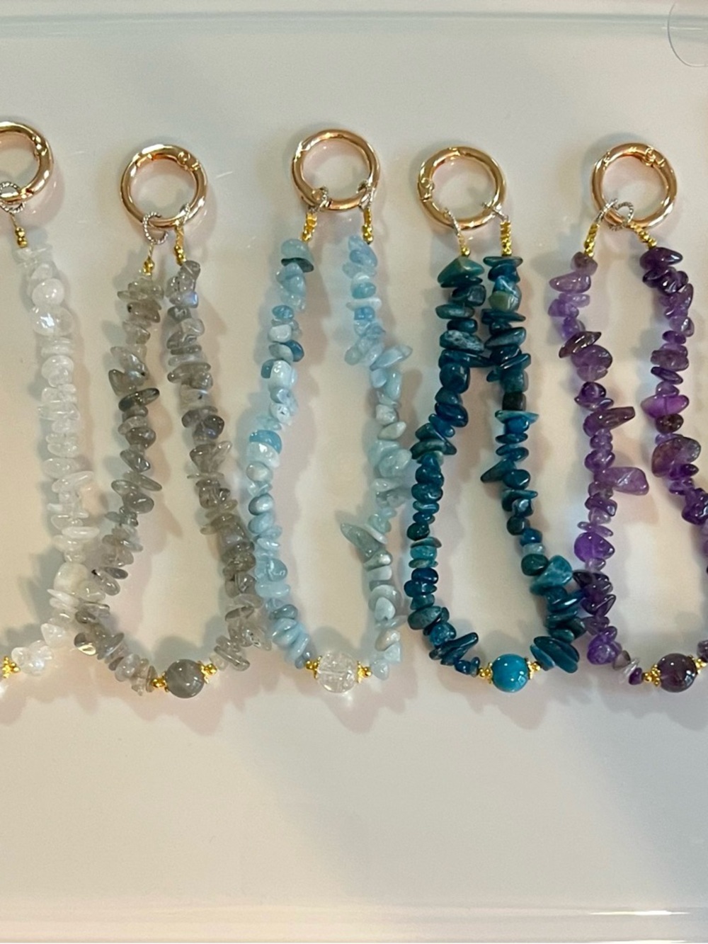 Beaded Gemstone phone holder Handmade Chips - Multi Color